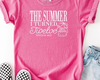 12th Birthday Shirt, Comfort Colors Summer I Turned 12 Bday Party Tee, Custom Twelfth Birthday Gift, Coastal Beach Summer Preteen Birthday