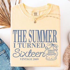 Sweet 16th Birthday Shirt, Comfort Color Summer I Turned 16 Bday Party Tee, Custom Sixteen Birthday Gift, Coastal Beach Summer Teen Birthday