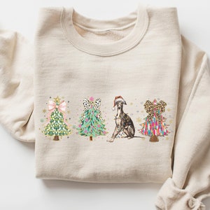 Christmas Tree Greyhound Sweatshirt, Holiday Greyhound Dog Mom Crewneck, Xmas Greyhound Lover Gift, Greyhound Owner Gift, Greyhound Sweater