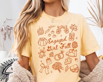 Engaged Girl Fall Shirt, Comfort Colors Falling in Love Bride Crewneck, Spooky Season Future Mrs. Tee, Halloween Fiancee Bridal Shower Gift