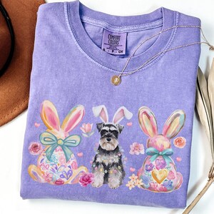 Floral Schnauzer Easter Bunny Shirt, Comfort Colors Spring Schnauzer Tee, Watercolor Schnauzer Lover Gift, Coquette Schnauzer Dog Crewneck