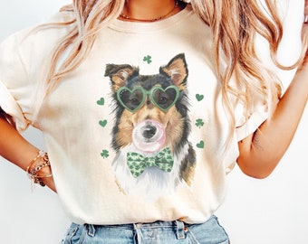 Funny Sheltie St Patrick Day Shirt, Comfort Colors Lucky Shetland