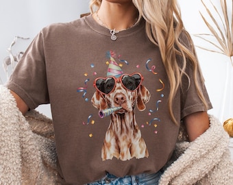 Funny Vizsla Dog Birthday Shirt, Comfort Colors Party Animal TShirt, Vizsla Lover Gift, Vet Tech Bday Gift, 30th Birthday Vizsla Dog Mom Tee
