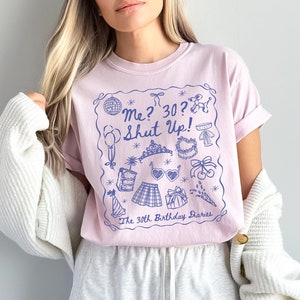 30th Birthday Diaries Shirt, Comfort Colors Y2K Princess Thirtieth Birthday Tee, Matching Dirty Thirty Bday Crewneck, Coquette Friend Gift