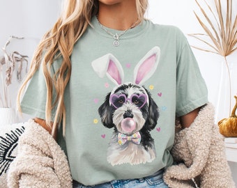 Funny Sheepadoodle Easter Bunny Shirt, Comfort Colors Spring Sheepadoodle Tee, Sheepadoodle Lover Gift, Coquette Sheepadoodle Dog Crewneck