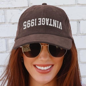 Custom Vintage 1995 Embroidered Hat, Trendy 30th Birthday Corduroy Hat, Backwards Birth Year Gift, Thirtieth 30 Bday Cap, Dirty Thirty Gift
