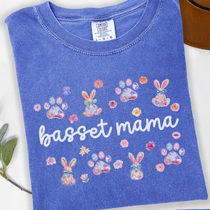 Cute Basset Hound Easter Bunny Shirt, Comfort Colors Spring Rabbit Basset Tee, Watercolor Basset Lover Gift, Coquette Basset Dog Crewneck