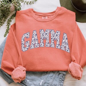 Toile Gamma Sweatshirt, Comfort Color Gamma Crewneck, Grand Millennial New Gamma Sweater, Floral Mother Day Gift, Coquette Promoted to Gamma