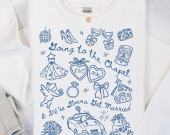 Custom Going to the Chapel Sweatshirt, Initials Locket Bride Sweater, Future Mrs Crewneck, Bestie Engagement Gift Something Blue Wedding Top