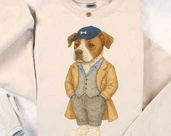 Preppy Pit Bull Sweatshirt, Funny Pittie Vet Tech Crewneck Sweater, Chic Polo Watercolor Dog Lover Gift