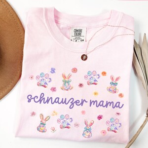 Cute Schnauzer Easter Bunny Shirt, Comfort Colors Spring Schnauzer Tee, Watercolor Schnauzer Lover Gift, Coquette Schnauzer Dog Crewneck