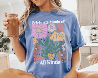 Floral Autism Acceptance TShirt, Mental Health Awareness Crewneck, Neurodiversity Inclusion Tee, Special Ed Advocate Tee, SPED Teacher Gift