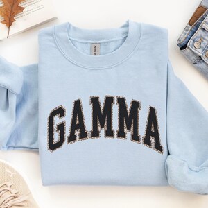 Leopard Gamma Sweatshirt, Promoted to Gamma Sweater, Animal Print Gamma Crewneck, New Gamma Mothers Day Gift, Gamma Pregnancy Reveal