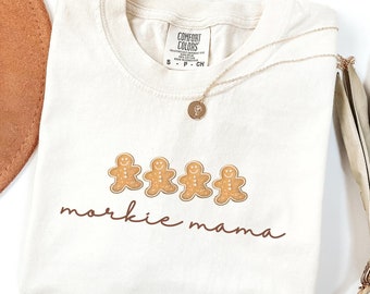 Christmas Gingerbread Morkie Mama Shirt, Comfort Colors Holiday Maltese Yorkie Crewneck, Xmas Morkie Dog Mom Tee, Merry New Dog Owner Gift