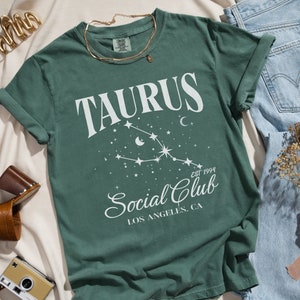 Custom Taurus Astrology Shirt, May Birthday Mom Gift, Boho Zodiac Best Friend Gift, Celestial Taurus Crewneck, Constellation Horoscope shirt