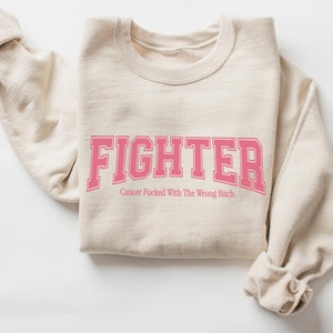 Preppy Breast Cancer Fighter Sweatshirt, Cancer Awareness Sweater, Funny Cancer Pullover, Cancer Survivor Gift, Cute Support Squad Crewneck