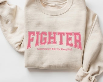 Preppy Breast Cancer Fighter Sweatshirt, Cancer Awareness Sweater, Funny Cancer Pullover, Cancer Survivor Gift, Cute Support Squad Crewneck