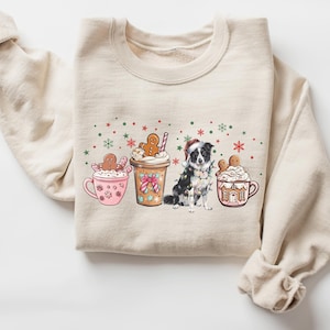 Christmas Coffee Border Collie Sweatshirt, Gingerbread Border Collie Dog Mom Crewneck, Xmas Border Collie Lover Sweater, Border Collie Gift