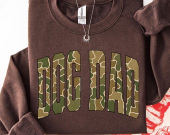 Camo Dog Dad Sweatshirt, Camouflage Dog Daddy Sweater, Dog Lover Gift, Chic Dog Dad Crewneck, Trendy Pet Owner Gift, Preppy Vet Tech Gift
