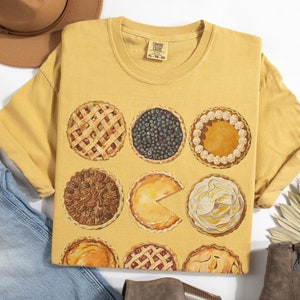 Pumpkin Pie Fall Shirt, Comfort Colors Thanksgiving Tshirt, Cute Baking Shirt, Thankful Pie Lover Foodie Gift, Boho Watercolor Apple Pie Tee