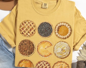 Pumpkin Pie Fall Shirt, Comfort Colors Thanksgiving Tshirt, Cute Baking Shirt, Thankful Pie Lover Foodie Gift, Boho Watercolor Apple Pie Tee
