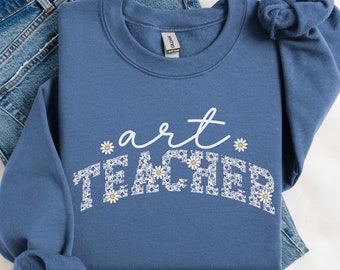 Toile Art Teacher Sweatshirt, Floral Specials Teach Sweater, Preppy Drawing Sketching Shirt, Daisy Chinoiserie Art Teacher Appreciation Gift