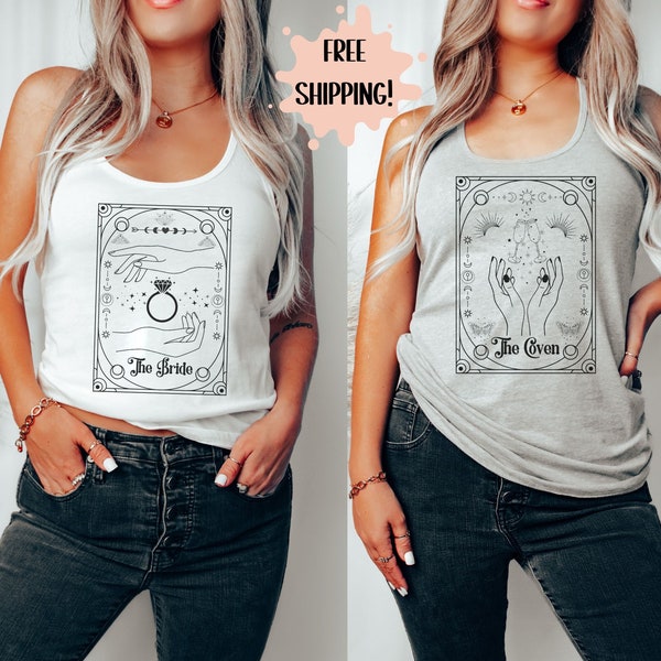 Coven bachelorette tank top Tarot spooky bachelorette racerback tee bride and coven gothic bachelorette sleeveless shirt witchy wedding top
