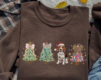 Christmas Tree Beagle Sweatshirt, Merry Beagle Dog Mom Crewneck, Holiday Beagle Lover Gift, Xmas Beagle Owner Gift, Festive Beagle Sweater