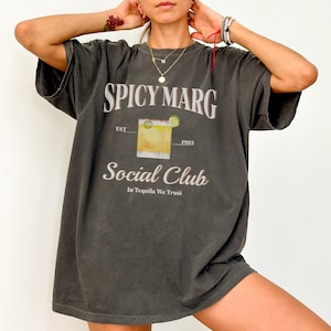 Spicy Marg Shirt, Comfort Colors Margarita Lover Crewneck, Bartender Gift, Cocktail Tshirt, Tequila Drinking Top, Margarita Girl Group Tee