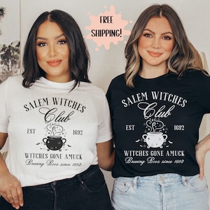 Salem Massachusetts Girls Trip Shirt Retro Halloween Vacation Tshirt Spooky Season Couples t-Shirt Fall Vibes Tee New England Matching Tops