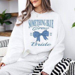 Something Blue Sweatshirt, Custom Name Mrs Sweatshirt, Something Blue Crew Bride Crewneck, MOH Gift, Bridesmaid Proposal, Bridal Party Gift