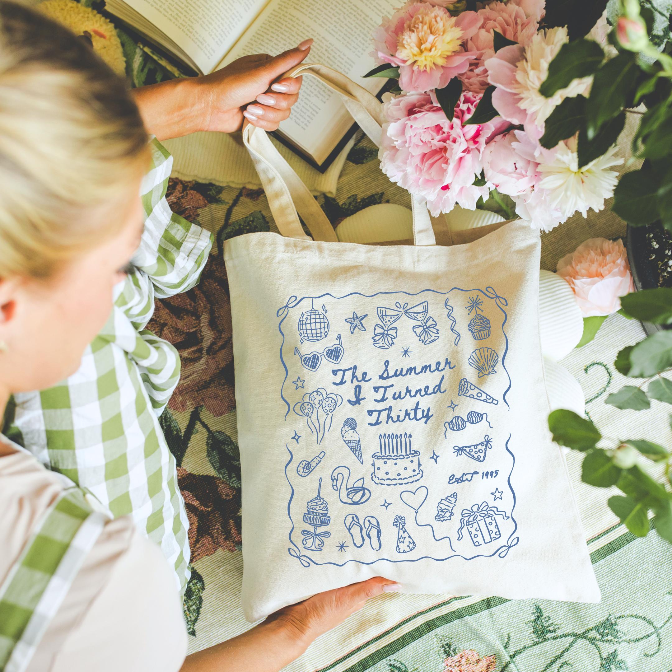 Custom 30th Birthday Tote Bag, Summer I Turned Thirty Beach