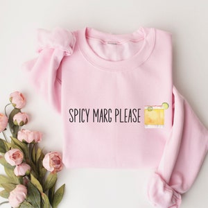 Sweat-shirt Marge piquante, col rond Margarita Lover, t-shirt cocktail minimaliste, pull pour boire de la tequila, t-shirt groupe alcoolisé, haut margarita pour fille