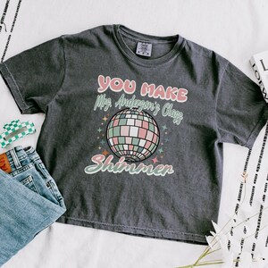 Custom Name Teacher Cropped Shirt, Retro Comfort Colors Back to School Crop Top, Disco Shimmer Teacher Team Tee, Groovy New Teacher Gift