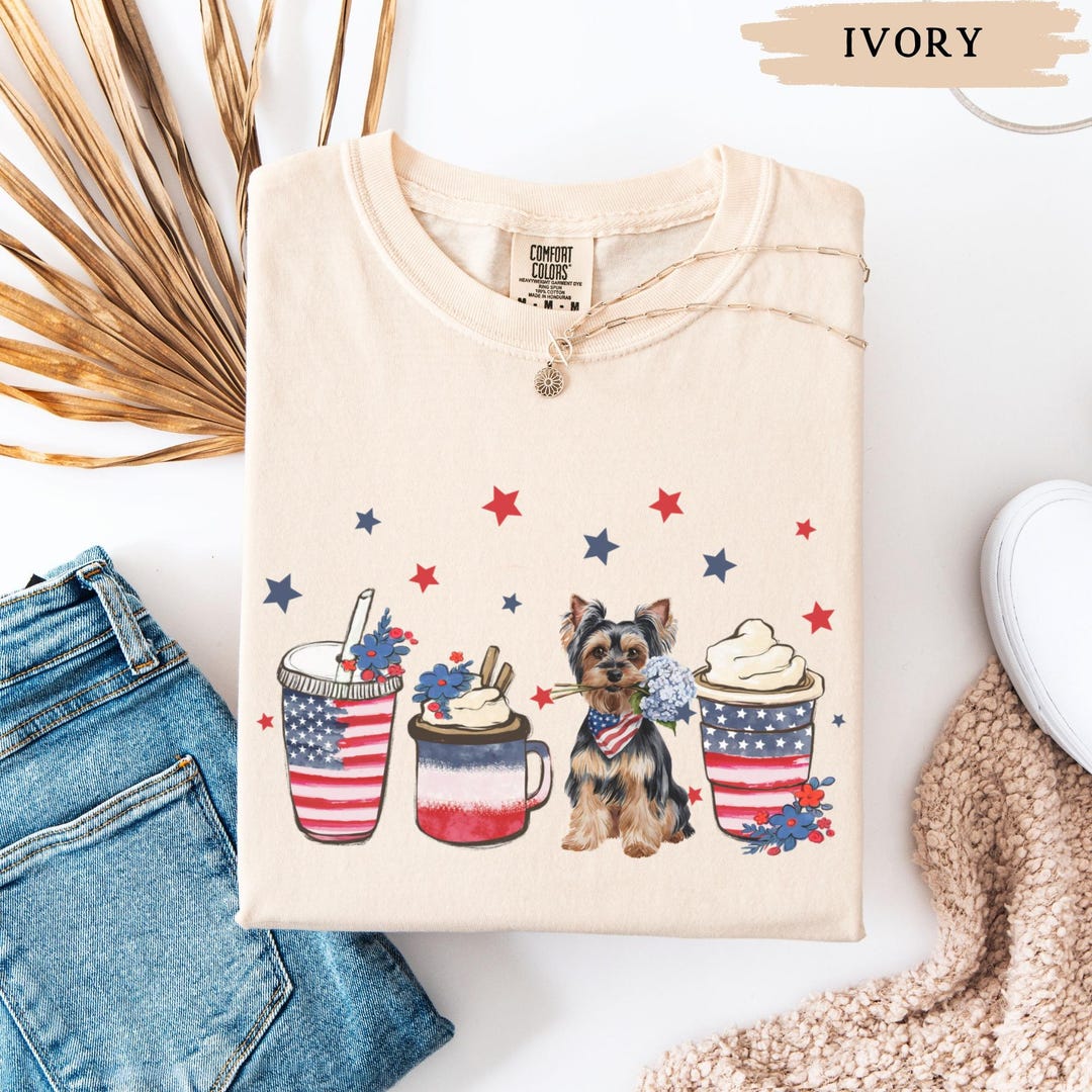 Republican Yorkie Patriotic Yorkie July 4th Shirt, Comfort Colors Independence Memorial ...