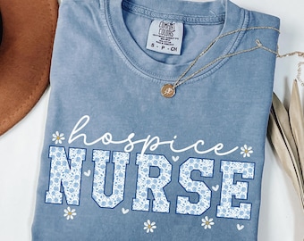 Toile Hospice Nurse Shirt, Floral Comfort Colors Nursing Tshirt, Flower Caregiver Crewneck, Preppy Nurse Appreciation Gift, Hospice RN Tee