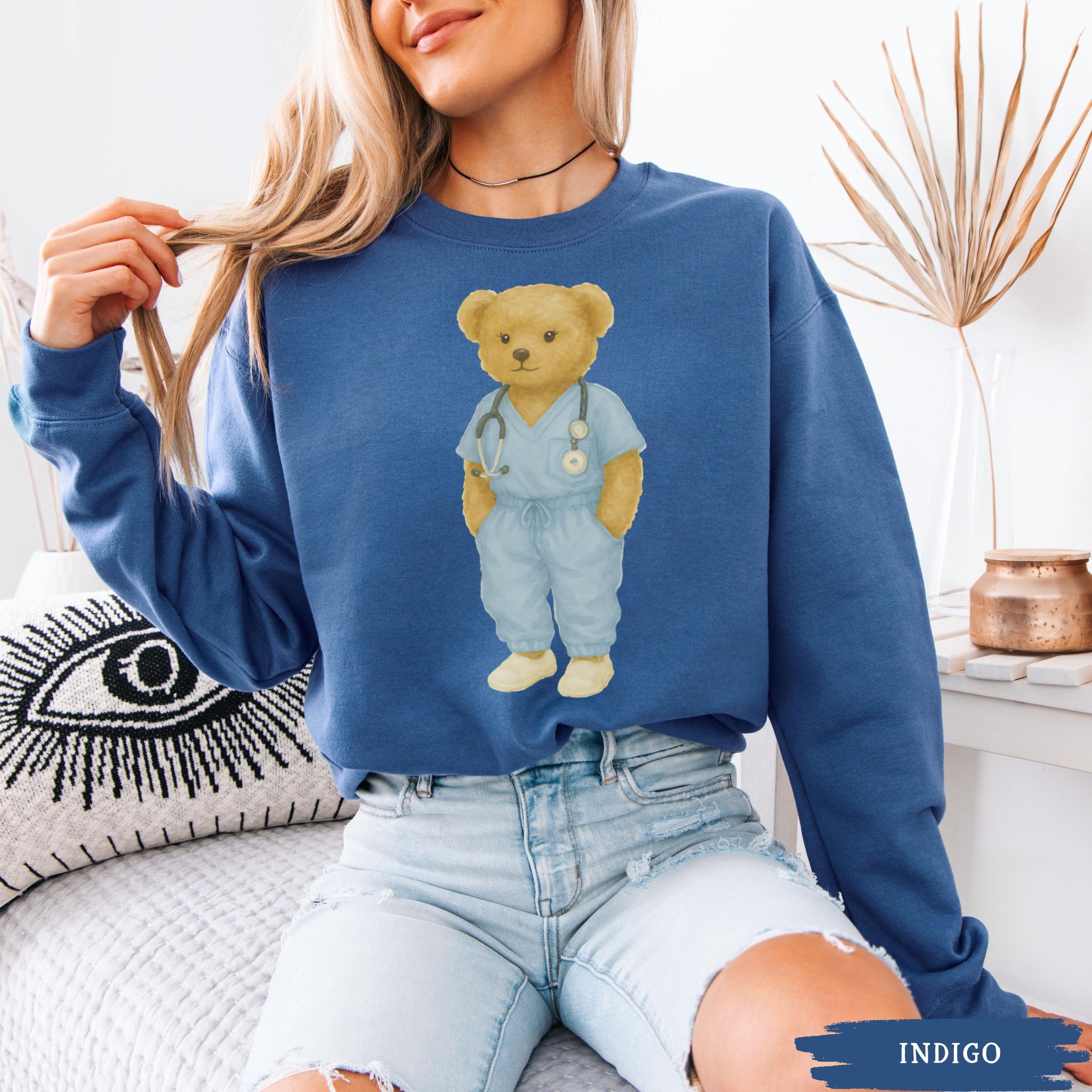 LOLIT PHYSIC GARDEN TEDDY SWEAT スウェット Preppy Teddy Bear Nurse Sweatshirt, Trendy Doctor Crewneck, Retro