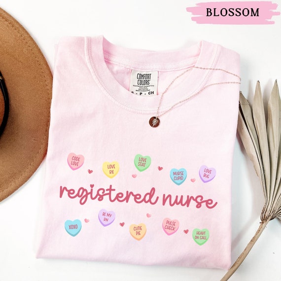 Registered Nurse Valentine Day Shirt, Comfort Colors Conversation Heart RN Nurse Team Crewneck Tee, Coquette Vday Registered Nurse Gift