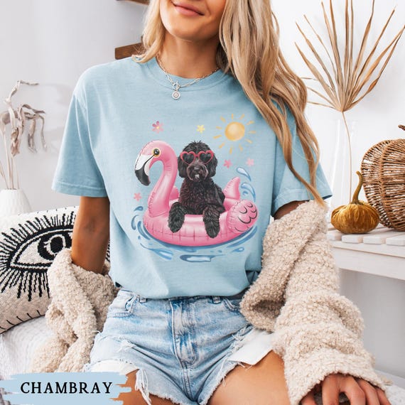 Black Doodle Summer Shirt, Comfort Colors Golden Doodle Beach Tee, Beachy Doodle Lover Gift, Teacher Summer Break Pool Top, Dog Mom Swim Tee