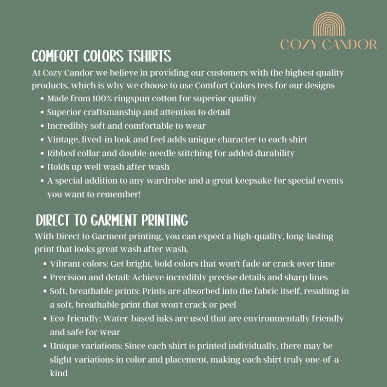 K&ouml;nnte beinhalten: Cozy Candor Comfort Colors T-Shirts bestehen aus 100 % Ringspinn-Baumwolle f&uuml;r ein weiches, bequemes Tragegef&uuml;hl. Die Shirts haben einen Vintage-Look und -Feel, mit gerippten Kragen und Doppelstichn&auml;hten f&uuml;r zus&auml;tzliche Strapazierf&auml;higkeit. Der Direktdruck auf das Kleidungsst&uuml;ck sorgt f&uuml;r leuchtende Farben, die nicht verblassen oder mit der Zeit rei&szlig;en.