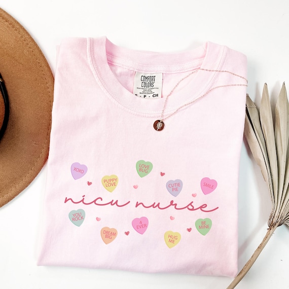 Candy Heart NICU Nurse Shirt, Comfort Color Valentine Day Neonatal Intensive Care Crewneck, Vday NICU Nurse Tee Coquette New Nurse Grad Gift