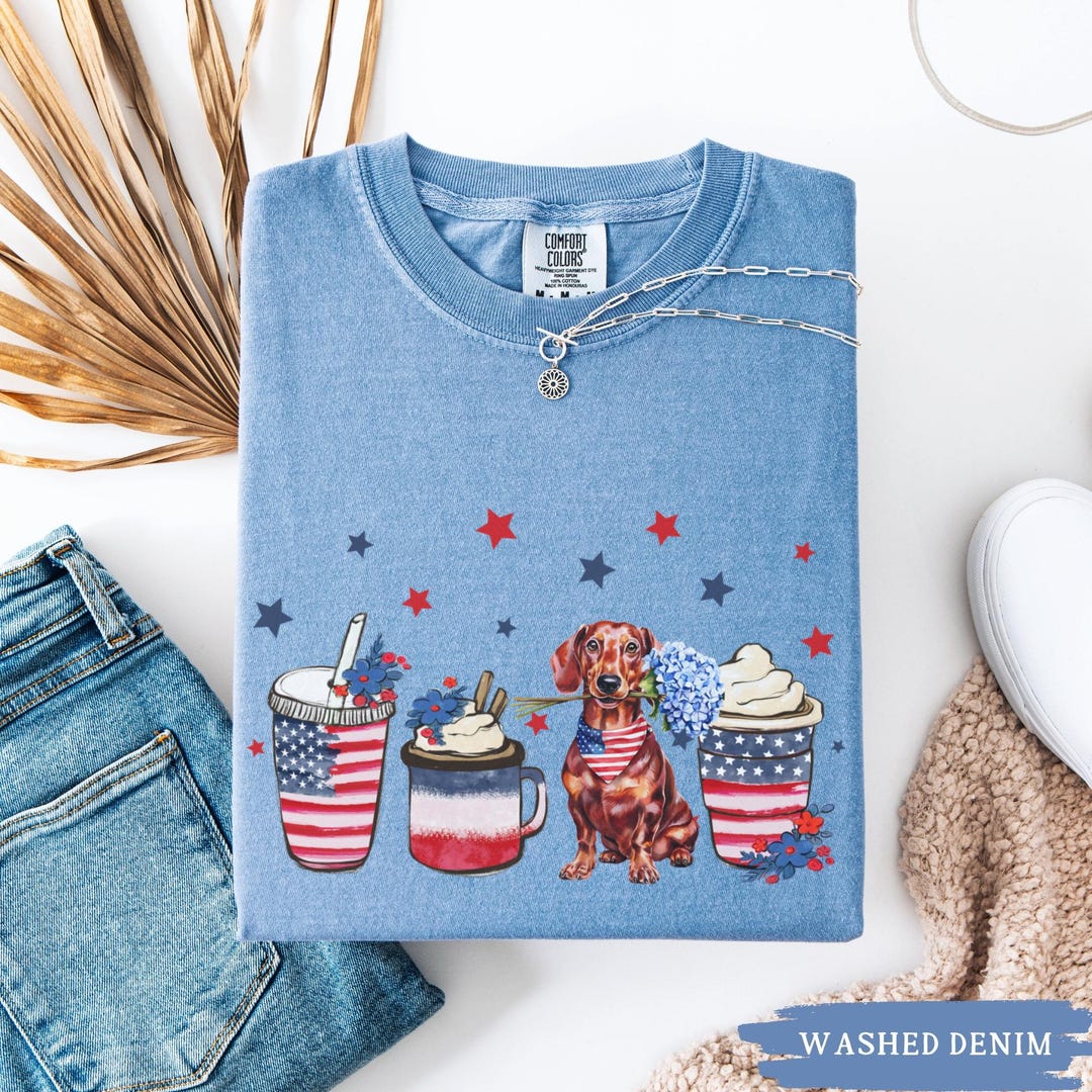Patriotic Dachshund July 4th Shirt, Comfort Colors Independence