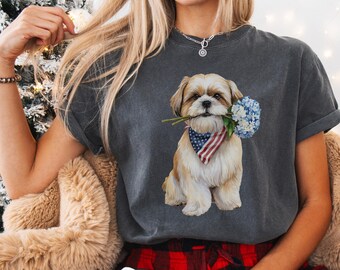 Patriotic Shih Tzu 4th of July Shirt, Comfort Colors Independence