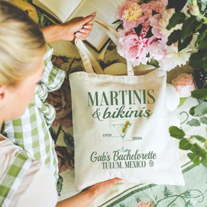 Martinis Bikinis Bridesmaid Proposal Tote Bag, Dirty Martini Bachelorette Tote, Tini Time Bridal Party Gift, Cocktail Girls Trip Beach Bag