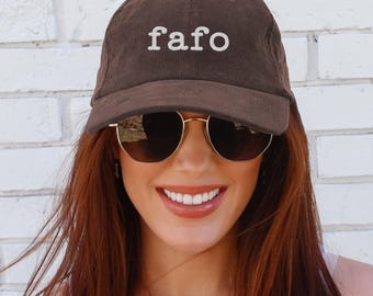 FAFO Embroidered Hat, Subtle Anti Trump MAGA Embroidery Gift, Funny Corduroy Dad Cap, Resist Baseball Cap, Political Protest Gift for Her