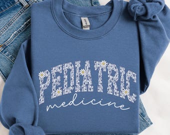 Toile Pediatric Medicine Sweatshirt, Floral Peds Nurse Crewneck, Medical Office Staff Gift, Pediatrician Sweater, Chinoiserie Doctor Top