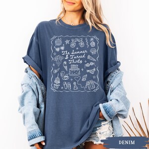 30th Birthday Shirt, Comfort Colors Summer I Turned Thirty Bday Party Tee, Custom Thirtieth Birthday Gift, Coastal Beach Summer Birthday Top Denim