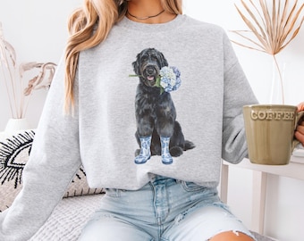 Floral Black Doodle Sweatshirt, Golden Doodle Toile Sweater, Doodle Lover Gift, Coquette Doodle Teacher Crewneck, Flower Dog Mom Mothers Day