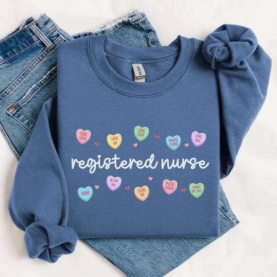 Registered Nurse Valentine Day Sweatshirt, Conversation Heart Registered Nurse Crewneck, Vday RN Sweater, Coquette Registered Nurse Gift