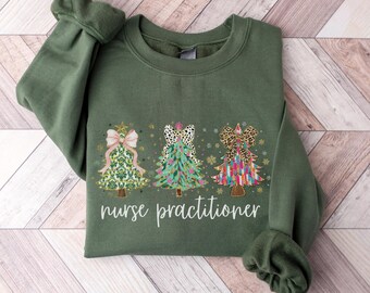 Christmas Tree Nurse Practitioner Sweatshirt, Holiday NP Crewneck, Coquette Nurse Practitioner Sweater, Xmas Nurse Practitioner Gift